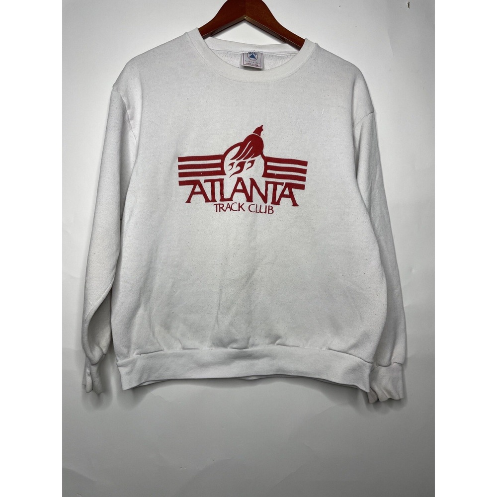Vintage Atlanta Track Club Sweatshirt Size Large‎ Running White Red 90s